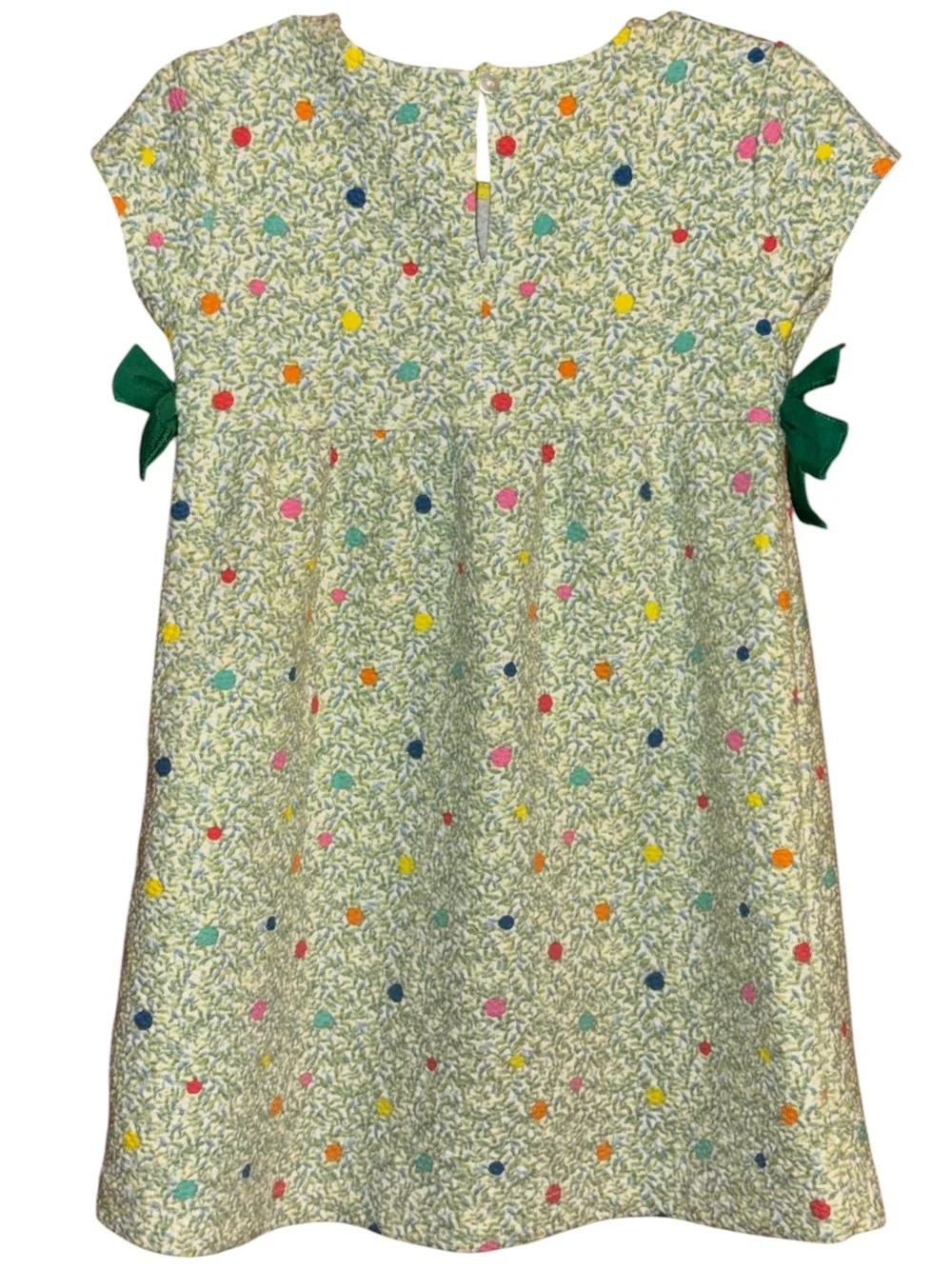 Zara Toddler Girl’s Green Floral Confetti Dress w/Green Bows Size 3-4 Years
